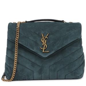 SAINT LAURENT LOULOU SMALL SUEDE QUILTED CHAIN BAG - Algae Color - Discontinued